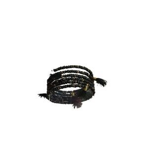 Black Wire Wrap Beaded Fringe Boho Bracelet‎